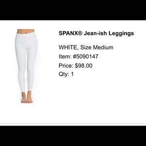 Spanx jeanish leggings - size medium, white
